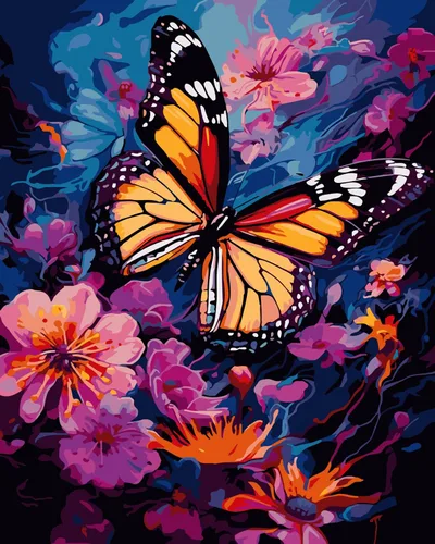 TOCARE Kit de pintura por números de mariposas y flores para adultos principiantes, lienzo de pintura para adultos por números, juegos de pintura