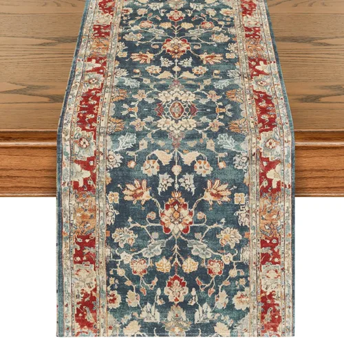 Artoid Mode Camino de mesa estilo bohemio rojo, decoración mágica rústica de granja para cocina y comedor de otoño para decoración de fiesta en el