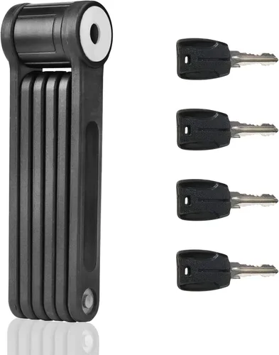 Miniatura 8 de Candado de bicicleta para bicicleta, scooter y motocicleta, con 4 llaves, cadena plegable, de acero aleado, con soporte de montaje, 2 correas, 34