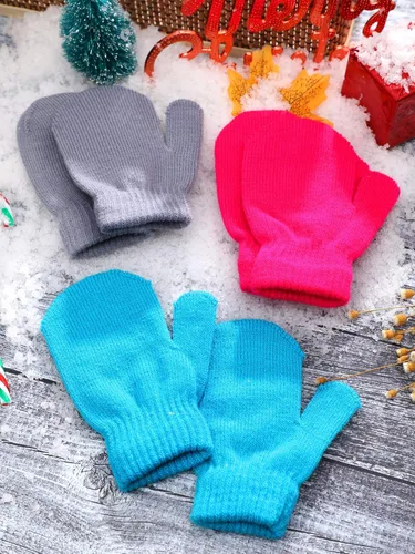 Miniatura 7 de Sumind 12 pares de guantes de punto para niños guantes elásticos cálidos de invierno guantes de guante para bebés para niños y niñas