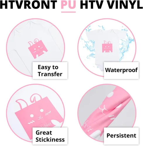Miniatura 6 de HTVRONT - Paquete de vinilos de transferencia térmica (HTV) color rosa: 11 vinilos de 12 x 10 pulgadas para planchar, para camisetas. Vinilo