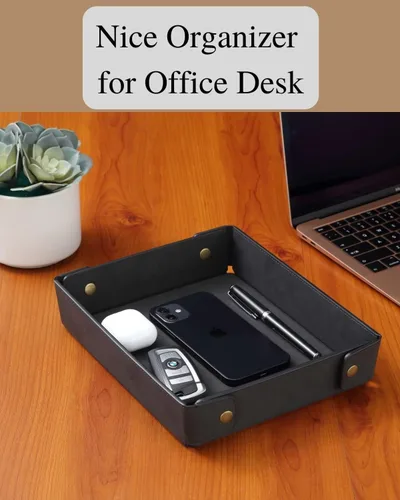 Miniatura 6 de CASIRENA Bandeja organizadora de cuero sintético para regalo del día del padre para hombres, bandeja para llaves de mesa de entrada, cartera, reloj