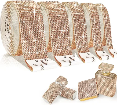 Miniatura 13 de 5 rollos de cinta autoadhesiva de diamantes de imitación con cristal, cinta de diamantes bling con pegatinas de 2 mm para manualidades, bodas