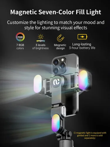 Miniatura 4 de AOCHUAN Estabilizador de cardán para Smartphone, 4 en 1 con rotación de 360° para iPhone/Android, palo para selfies y trípode con seguimiento facial