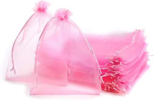 Miniatura 2 de Volanic - Bolsa de regalo de organza con cordón transparente de 6 x 9 pulgadas (15 x 23 cm), bolsa de joyería para muestras de mini botellas, favor