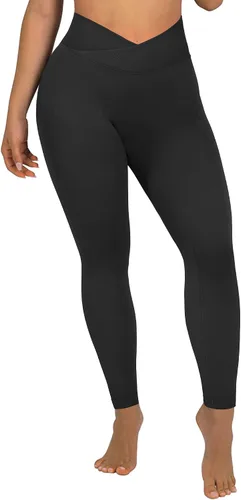 Suuksess - Leggings cruzados sin costuras para mujer con levantamiento de glúteos cintura alta pantalones de yoga