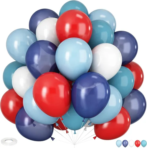 Miniatura 20 de HILAVO - Kit de globos tropicales, 60 globos hawaianos de 12", color rosa intenso, naranja, verde azulado, verde, dorado metálico, globos de látex