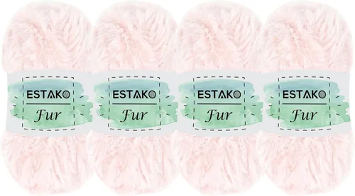Miniatura 9 de Estako Piel 100% poliéster, suave, súper grueso, esponjoso, pelo sintético, hilo de tejer y ganchillo, 3.52 oz (100gr) 71 yardas (213.3 ft)