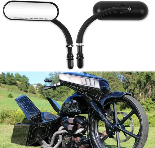 Miniatura 4 de 8mm 10mm Espejos Mini para Motocicleta Negros Compatibles con Honda Suzuki Harley Road King Street Electra Glide Road Glide Dyna Softail Retrovisor
