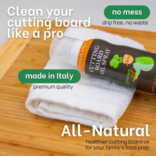 Miniatura 5 de GREENER CHEF Tabla de cortar de madera italiana de calidad alimentaria de alta calidad, aceite en aerosol y bloque de carnicero, 100% aceite de nuez