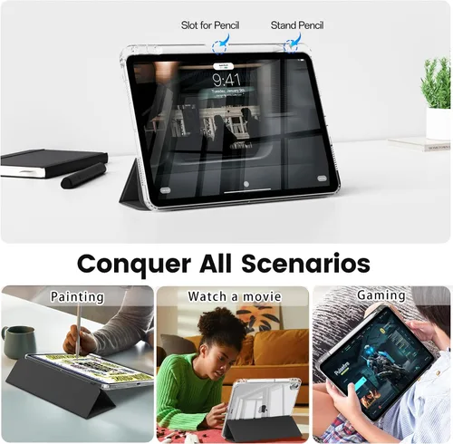 Miniatura 5 de Funda para iPad Air de 11 pulgadas M3/M2 (2025/2024), iPad Air de 5ª/4ª generación (2022/2020) de 10.9 pulgadas con soporte para lápices, funda