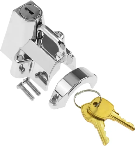 Miniatura 10 de Kit de bloqueo de seguridad para casco de motocicleta para tubos de 7/8" a 1 1/4" de diámetro para Harley Chrome (negro)
