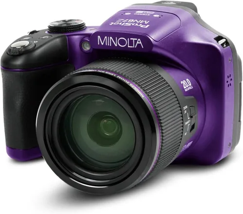 Miniatura 5 de MINOLTA MN67Z - Cámara digital de puente FHD de 20 MP / 1080P con zoom óptico de 67x (morado) Paquete con tarjeta de memoria de 32 GB + bolsa