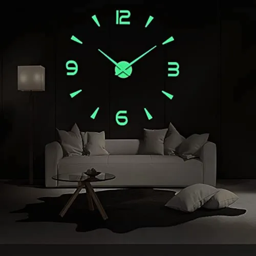 FASHION in THE CITY Reloj de pared 3D DIY Diseño creativo Espejo Superficie Pared Decorativa Etiqueta Relojes (Luminoso)