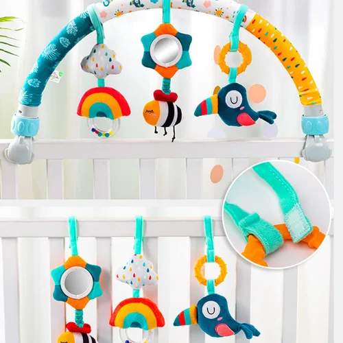 Miniatura 7 de Caterbee Barra de juguete para bebé, accesorio para cochecito y cuna, barra de actividades para cochecito de bebé, juguete de arco de viaje, moisés