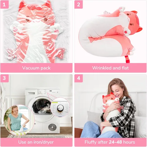 Miniatura 4 de Caaaat Almohada larga de felpa con forma de gato – Lindo animal de peluche suave, almohada extra larga para acurrucarse, regalo para niños y niñas