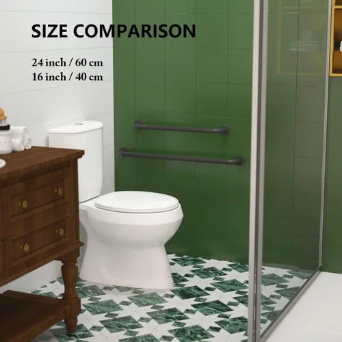 Miniatura 5 de Munzong - Paquete de 2 barras de agarre antideslizantes de 24 pulgadas para ducha, color negro aceitado de 1.25 pulgadas de diámetro, barra