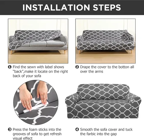 Miniatura 4 de Peryiter Juego de 3 fundas para sofá para sala de estar, fundas para muebles de sofá y sillones, funda para sillón con brazos, protector de muebles