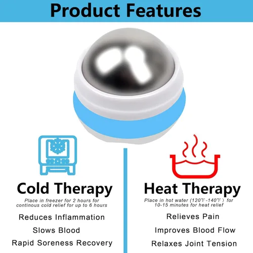 Miniatura 2 de Bola de rodillo de masaje frío, bola de masaje de acero inoxidable para alivio de terapia de frío y calor, rodillo de bola de hielo para músculos