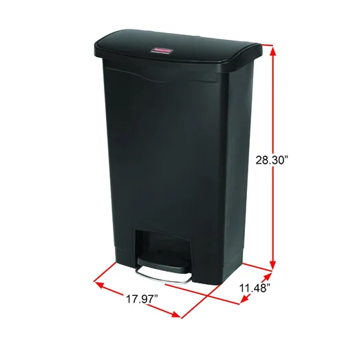 Miniatura 3 de Rubbermaid Commercial Products - Bote de basura Streamline Slim con pedal Papelera de plástico, 4 galones (15 litros), color rojo, con manos
