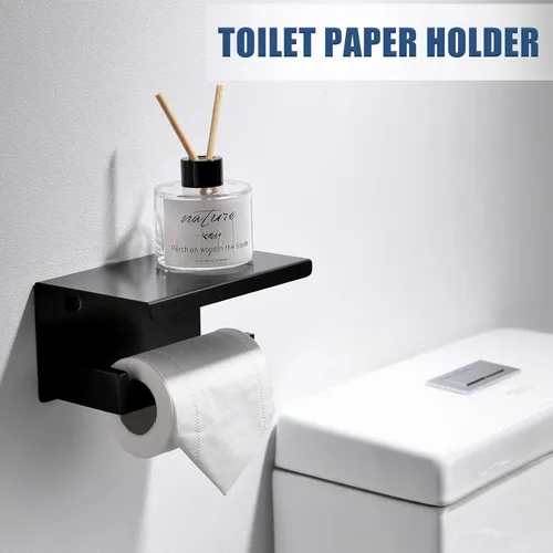 Miniatura 2 de Juego de 4 soportes para toallas de baño, juego de accesorios de baño de acero inoxidable, montaje en pared, 23.6 pulgadas Negro mate