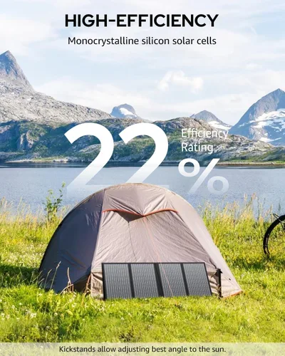 Miniatura 3 de Paneles solares portátiles de 60 W, cargador de panel solar plegable para estación de energía portátil (menos de 500 W), con soportes ajustables