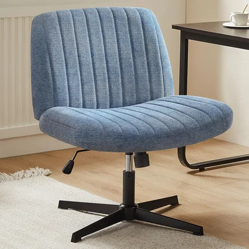 Miniatura 21 de DUMOS Silla de escritorio sin ruedas, silla cruzada ancha con patas cruzadas, silla de tocador de escritorio de oficina, sillas giratorias