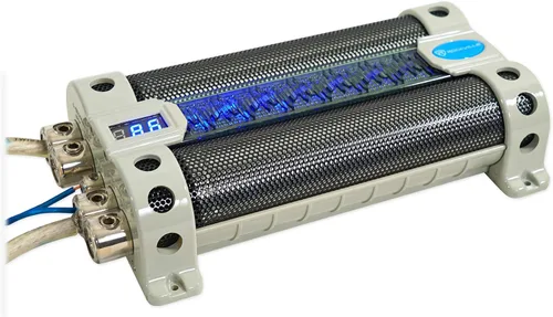 Miniatura 2 de Rockville Condensador RFC30F de 30 farades, pantalla de voltaje azul, medidor LED, modo de suspensión, advertencia de polaridad inversa