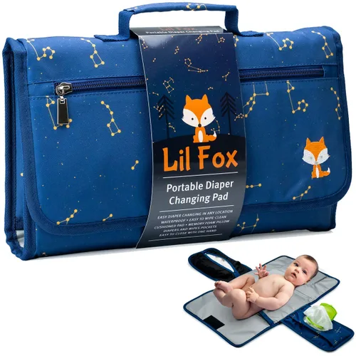 Cambiador de pañales para bebé de Lil Fox. Cambiador portátil para bolso de pañales o cambiador de mesa. Cambiador de pañales de una mano. Regalos