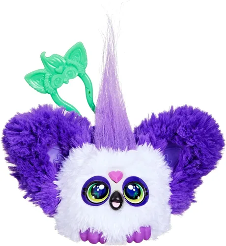 Furby Furblets Bam-Boo Mini Friend, juguetes de peluche electrónicos para niñas y niños, panda, blanco y negro, habla furbish y reproduce música,