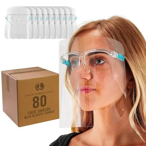 Miniatura 14 de TCP Global Salon World - Protectores faciales completos con marcos de gafas (paquete de 10), ultra transparentes para proteger los ojos, la nariz