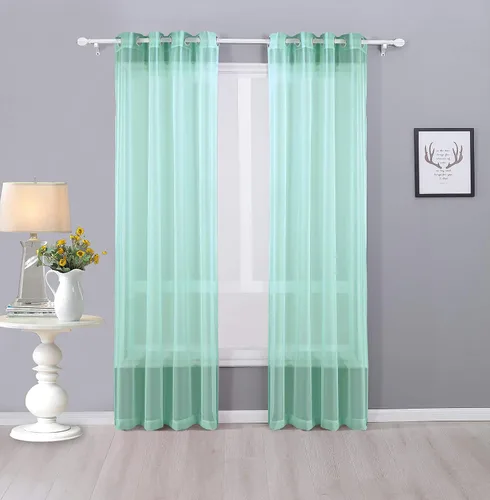 Miniatura 24 de Interior Trends Ariana - Juego de 2 cortinas de gasa transparente totalmente cosida con ojales (63 pulgadas de largo, beige)