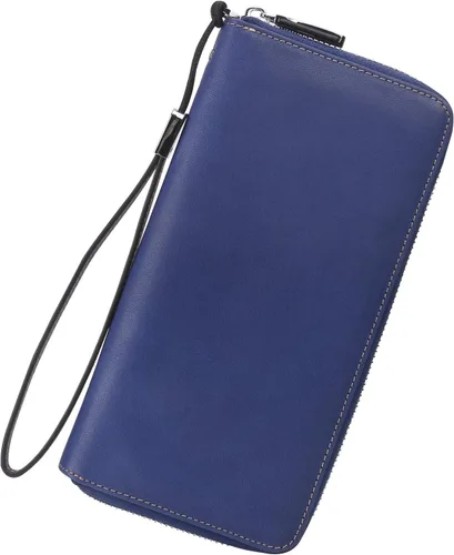 Miniatura 35 de Lavemi Pequeña cartera compacta para mujer, con bloqueo RFID, de piel auténtica, plegable, con ventanas de identificación