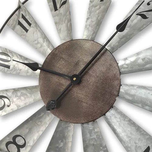 Miniatura 3 de Mrocioa Molino de viento de 24 pulgadas, reloj de pared de metal envejecido, rústico, grande, decorativo, de gran tamaño, decoración de granja, sin
