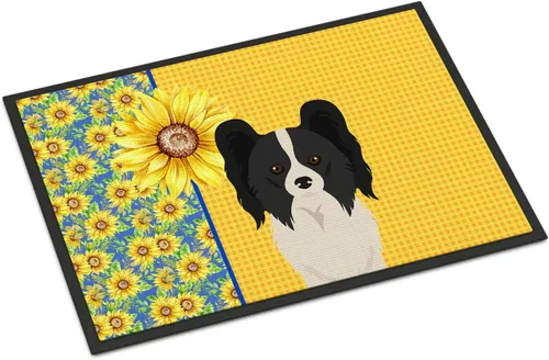 Miniatura 50 de Caroline's Treasures WDK5313MAT Airedale Terrier - Tapete para puerta delantera de 18 x 27 pulgadas, diseño de girasoles de verano, para entrada
