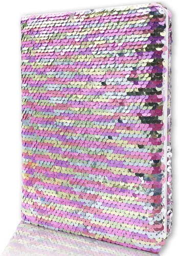Miniatura 10 de GINMLYDA Diario de lentejuelas para niñas de 8.5 x 5.5 pulgadas, 160 páginas rayadas para niñas, cuaderno reversible de mariposa con secuencia