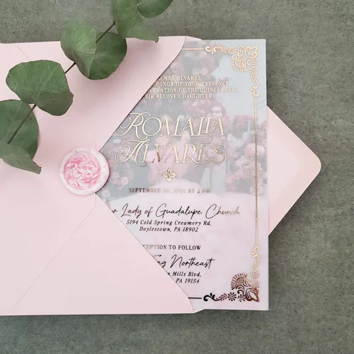 Miniatura 2 de Juego de 10 invitaciones de quinceañera con marco de lámina dorada, invitación con foto personalizada, invitación de Mis Quince Anos, invitaciones