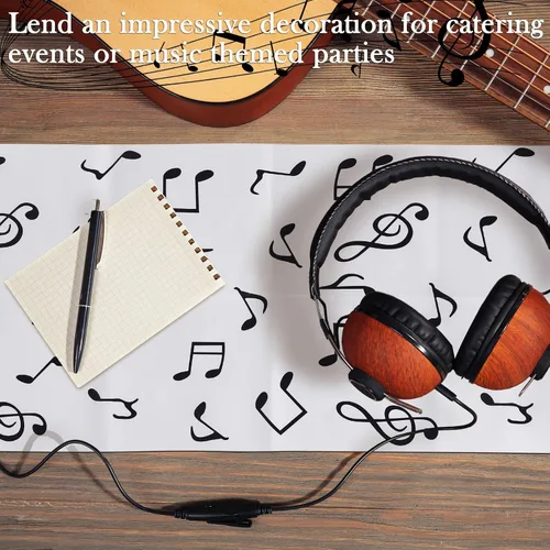 Miniatura 5 de Fanfanwin 6 piezas de notas musicales de plástico, camino de mesa con teclado musical, impermeable, decoración de fiesta temática de 13 x 108