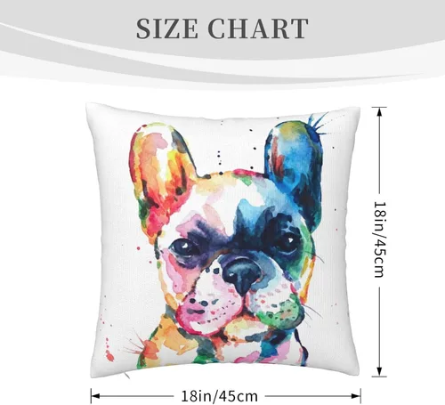 Miniatura 9 de VARUN Fundas de almohada creativas multicolor de bulldog francés en acuarela, cachorro, pintura artística, fundas de almohada cuadradas