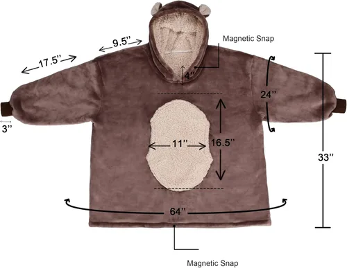 Miniatura 5 de Solaris Manta con Capucha Vestible de Oso Extragrande para Niños, Regalo Cálido y Suave para Niños, Sudadera con Capucha de Forro Polar Sherpa Súper