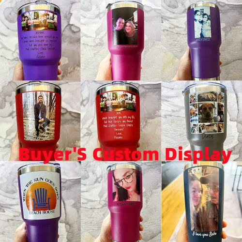 Miniatura 7 de Vaso de acero inoxidable con foto personalizada de 20 onzas / 30 onzas, taza de café personalizada con tapa y pajilla, taza aislada al vacío
