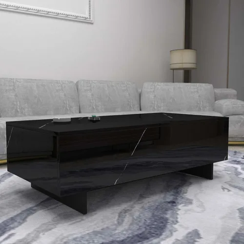 Miniatura 4 de COSVALVE Mesas de Centro Rectangulares de Mármol para Sala de Estar, Mesa Auxiliar Moderna Negra, Mesa de Centro Contemporánea de Alto Brillo Negro
