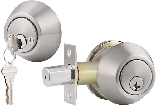 Miniatura 14 de Juegos de 2 cerraduras de puerta con cerrojos de cilindro doble con igual llave de Gobrico, cerraduras de puerta de níquel satinado con llave