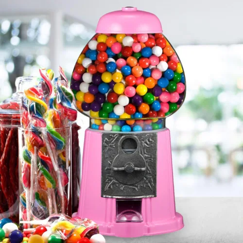 Miniatura 5 de Máquina de chicles de 15" con alcancía - Dispensador de dulces máquina de chicles con globo de vidrio y base de metal - Dispensador expendedor