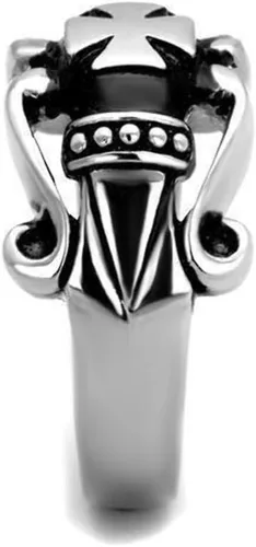 Miniatura 4 de Anillo Color Plata Para Hombres y Ninos de Acero Inoxidable Cruz de Biker Estilo Harley 9