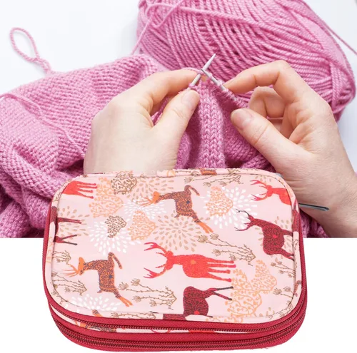 Miniatura 6 de Estuche para agujas de tejer, bolsa de tejer con cremallera, caja organizadora de accesorios de herramienta de costura portátil para llevar