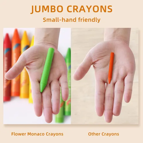 Miniatura 7 de Lebze Crayones Jumbo para niños pequeños, 16 colores no tóxicos, crayones grandes fáciles de sostener para niños, seguros para bebés y niños Flor