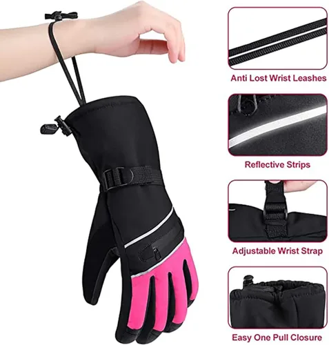 Miniatura 2 de Guantes de esquí impermeables, guantes de snowboard para pantalla táctil, guantes de nieve de invierno, guantes de clima frío para hombres y mujeres