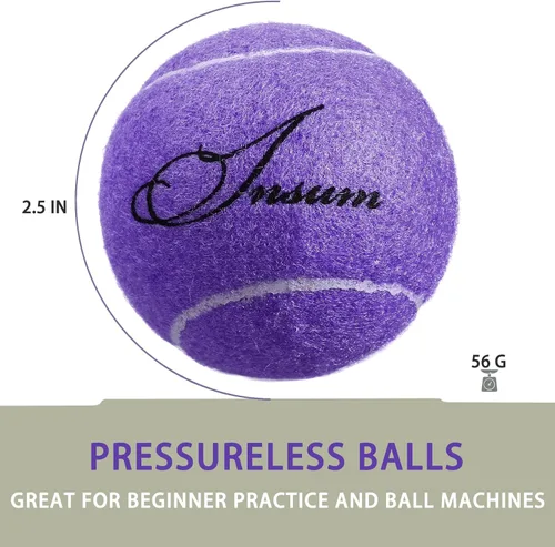 Miniatura 5 de INSUM Bulk Tennis Balls for Beginner – 12 Pack High Elasticity Practice Tennis Balls with Mesh Bag, Suit for Pet Dog Training, Fetching Púrpura