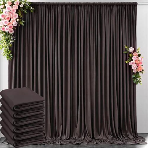 Miniatura 119 de Cortinas de telón de fondo blanco de 30 pies x 8 pies para fiestas de boda, 6 paneles de 5 pies x 8 pies, cortinas de fotografía de poliéster sin